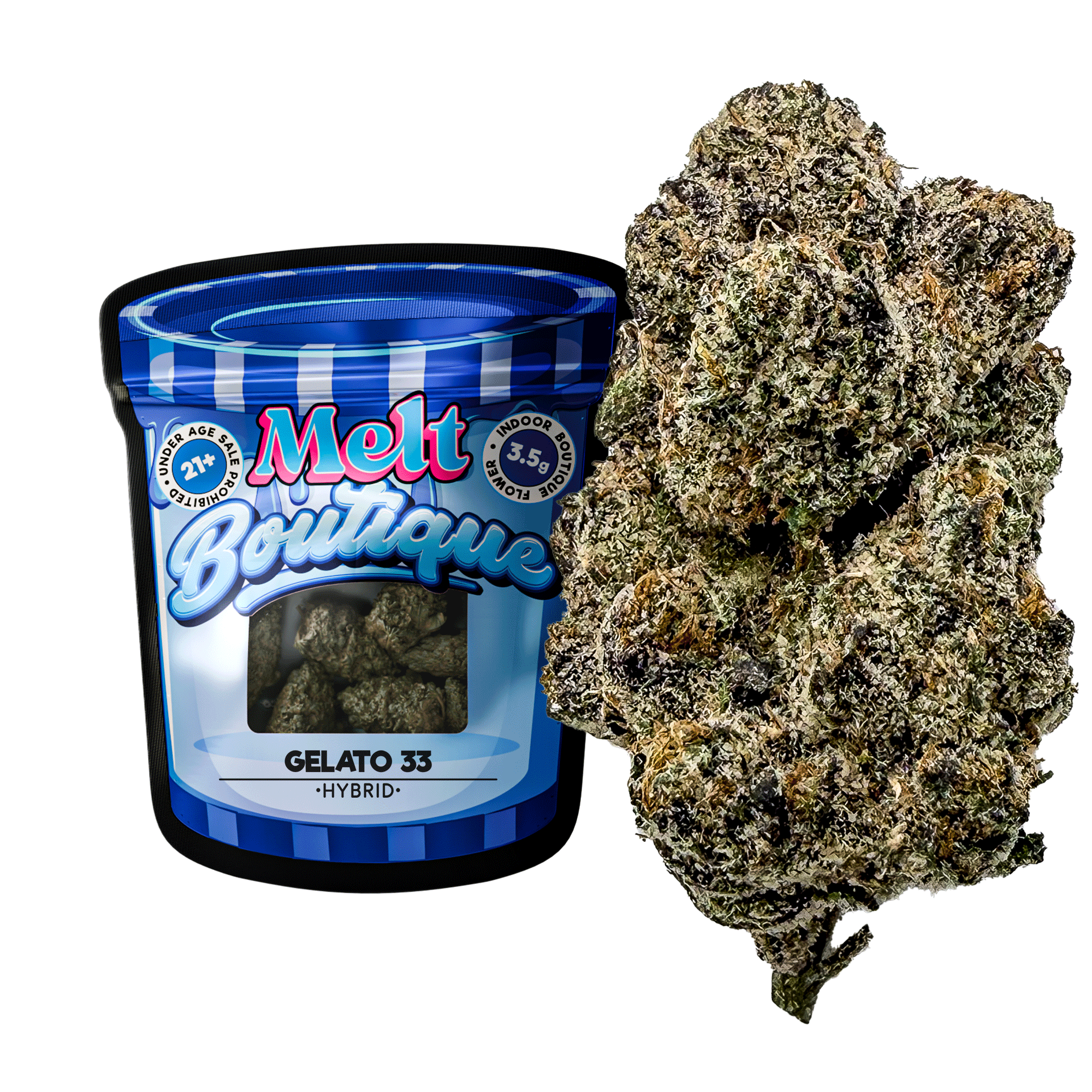 Gelato 33 Hybrid THCA Flower – 3.5g Premium Boutique Craft Cannabis, Sweet Citrus
