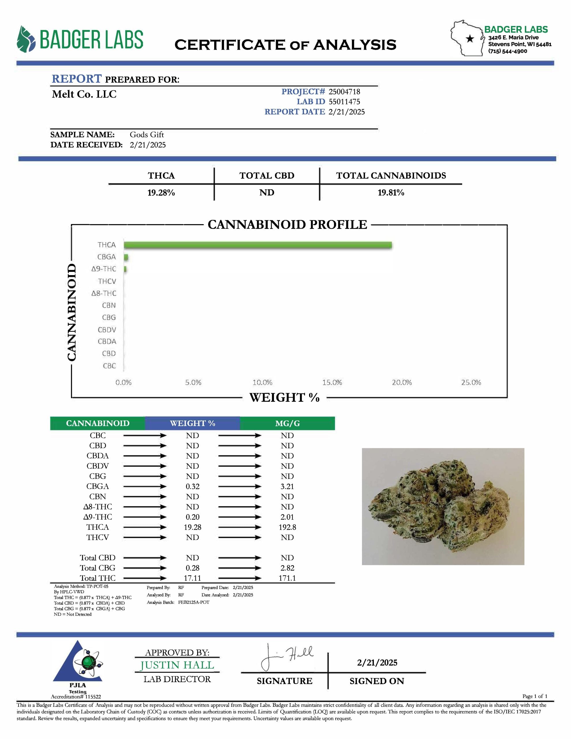 Gods Gift 3.5g THCA Flower - Premium Indoor Relaxing Indica