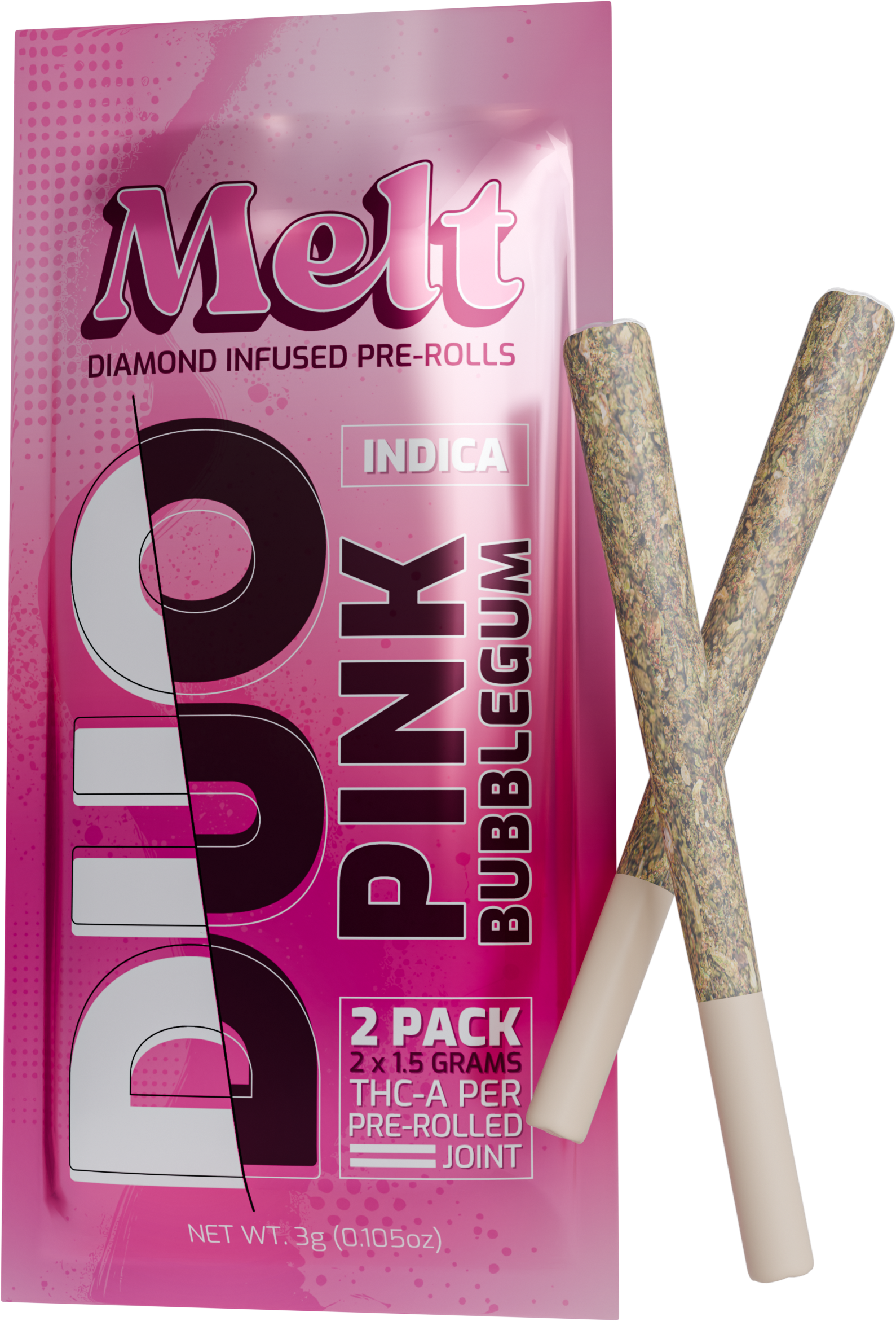 Melt Duo Prerolls Pink Bubblegum – Premium THCA two-pack prerolls