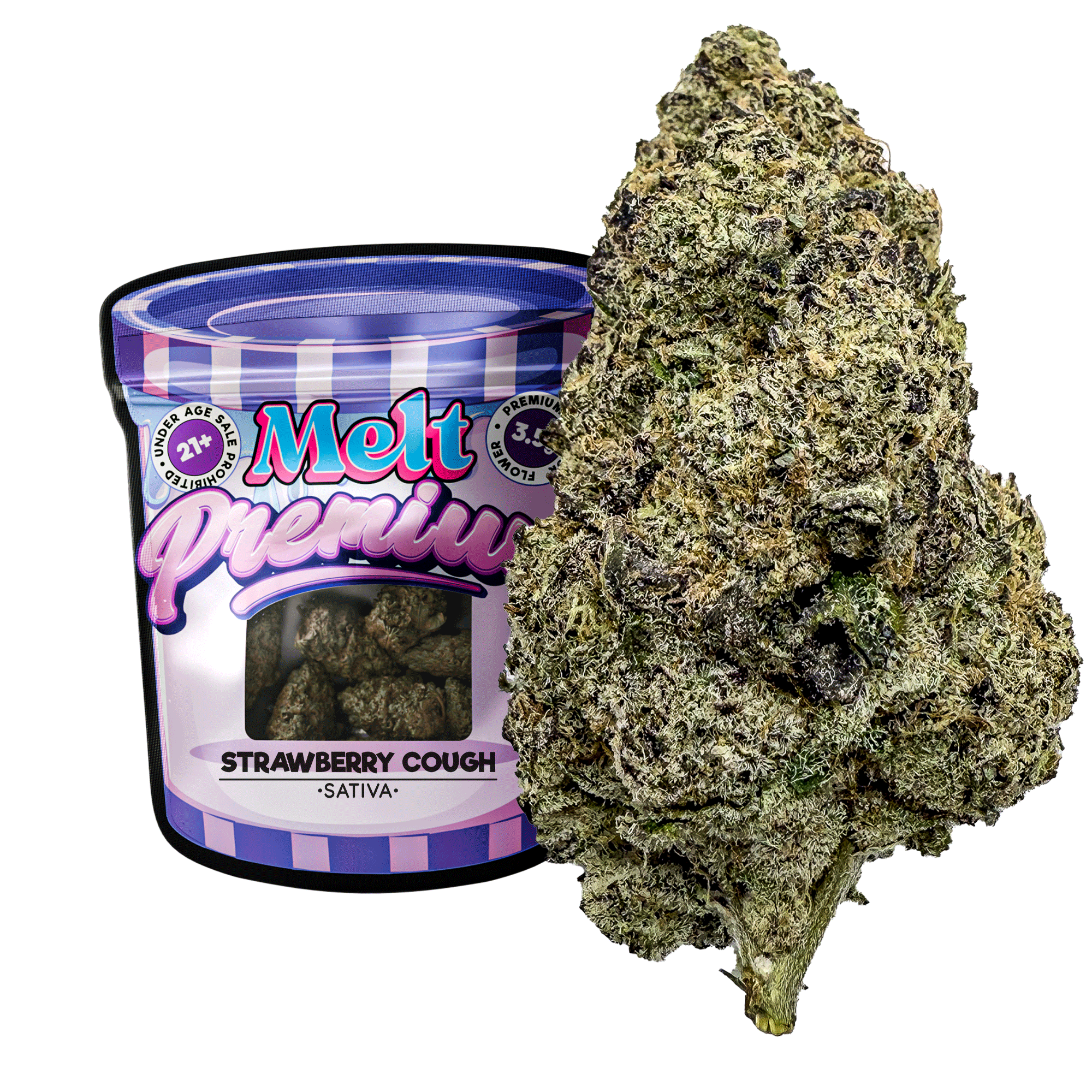Strawberry Cough Sativa – Premium Indoor Flower | 3.5g Mylar Sealed Packaging