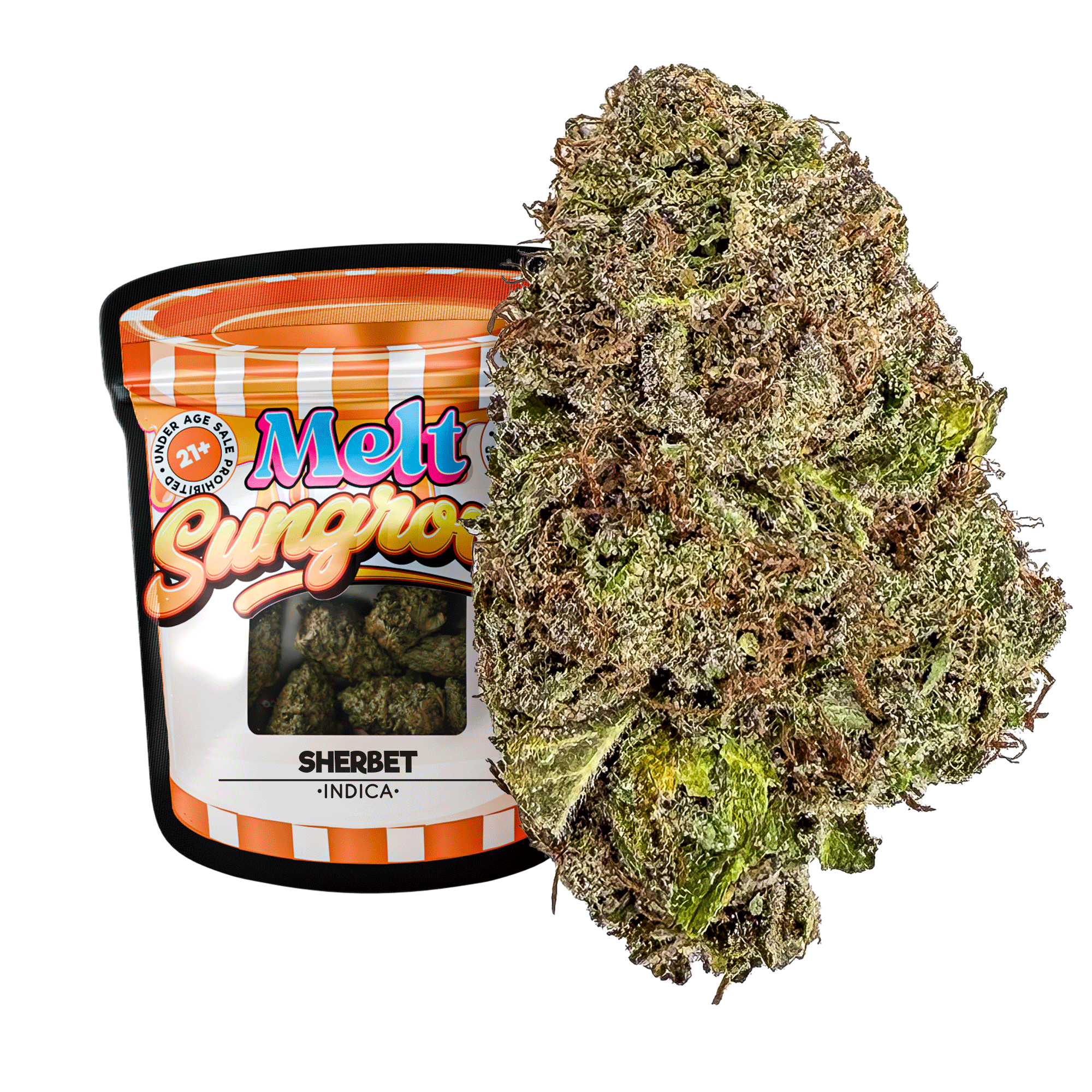 Sherbet THCA Flower – 3.5g Gram Indica Cannabis Bud | Sun Grown Creamy Citrus