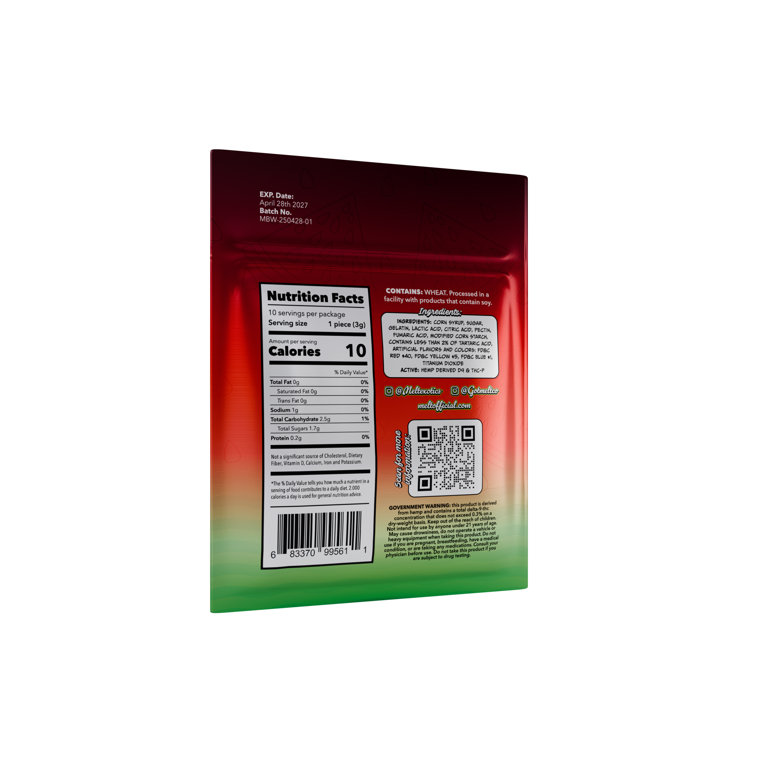 Sour THC Edibles – Melt Bites Watermelon Slices 1000mg Gummies