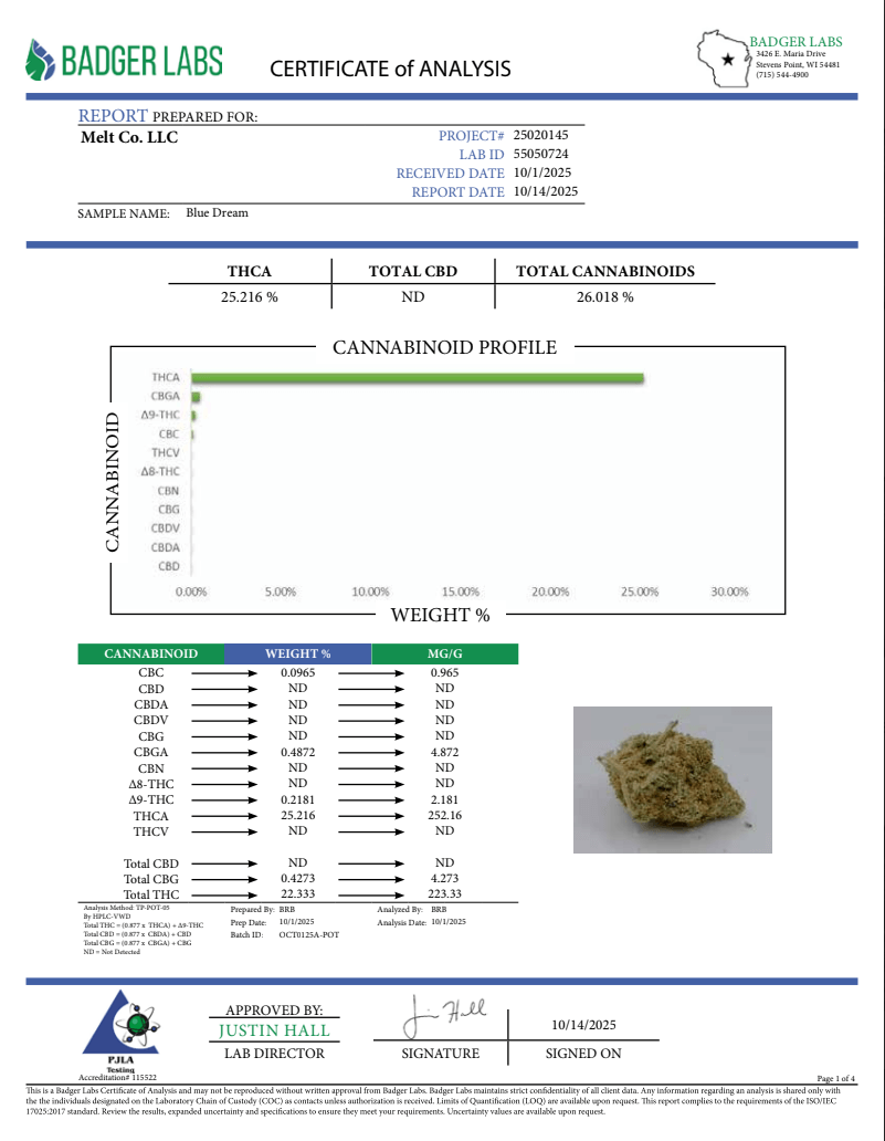 Blue Dream Sativa THCA Flower – Boutique Craft Premium Cannabis Buds 3.5g Indoor Grown