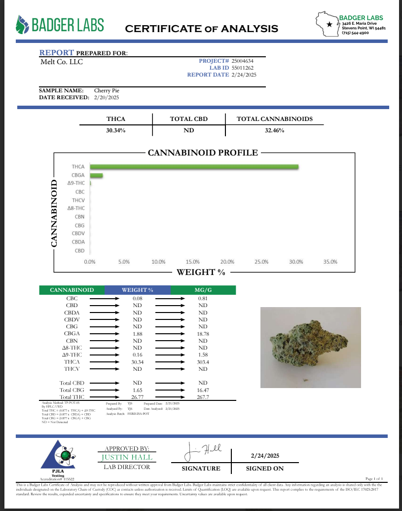 Cherry Pie THCA Flower - Sungrown Cannabis 3.5g Pack With Balanced Hybrid Effects