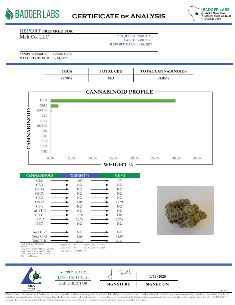 Genius Glow THCA Flower – Premium 3.5g Boutique Craft Cannabis With Citrus Pine Aroma